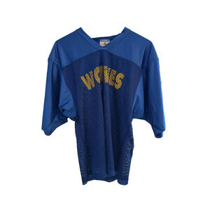 Wolves Mesh Football Jersey Men L Blue Made in USA Vintage Teamwork Athletic